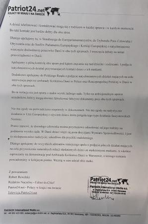 [VIDEO] Złożona przez PATRIOT24.NET petycja dot. łamania praw polskich dzieci i matek w Danii uznana za zasadną! Dziś o 15:30 w Parlamencie Europejskim w Brukseli debata na ten temat!